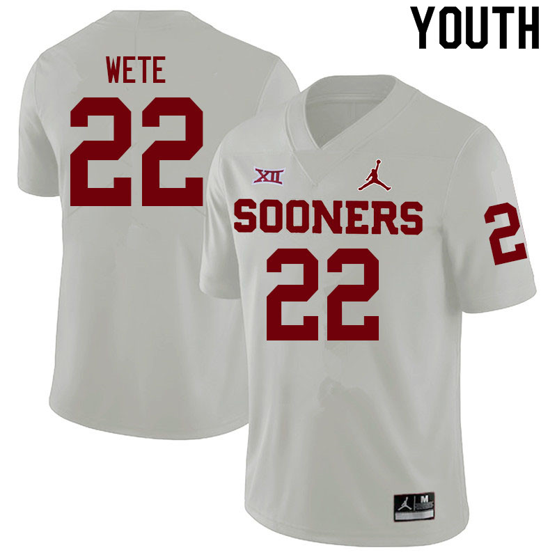 Youth #22 Joseph Wete Oklahoma Sooners College Football Jerseys Sale-White